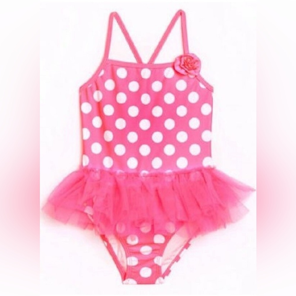 SHEIN Pink Polka Dot Kids Swim One Piece